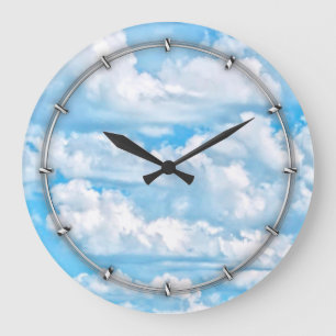 Grande Horloge Ronde Pittoresque Joyeux nuages ensoleillés Arrière - pl