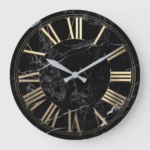 Grande Horloge Ronde PixDezines FAUX GOLD ROMAN NUMEROS