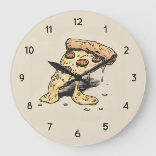 Grande Horloge Ronde Pizza Pizzeria Italienne Cuisine ou Restaurant Ron