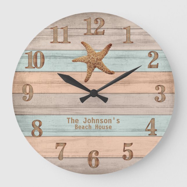 Grande Horloge Ronde Plage Bois Grandes Nautiques & Estarfish (Recto)