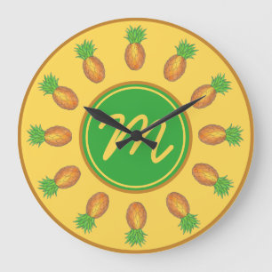 Grande Horloge Ronde Plage d'ananas de l'île Tropical Hawaiian Initiale