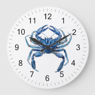 Grande Horloge Ronde Plage d'été du crabe bleu moderne tendance