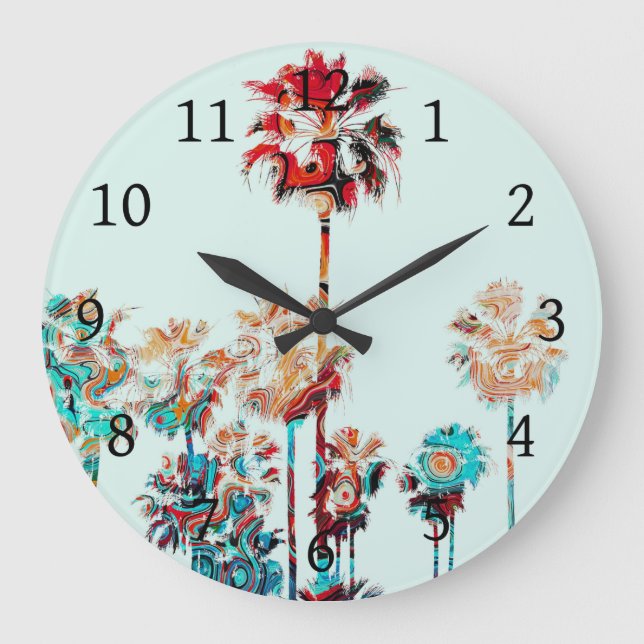 Grande Horloge Ronde Plage Palm Tree Design 243 (Recto)