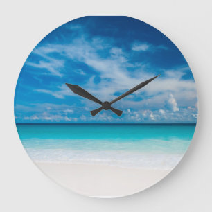 Grande Horloge Ronde Plage tropicale d'horloge de mur (grande)