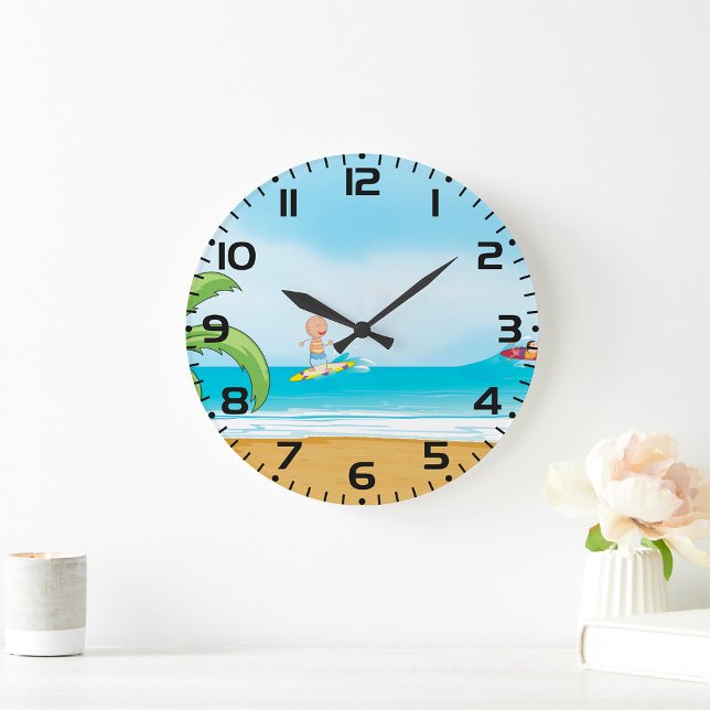 Grande Horloge Ronde Plage tropicale Plage amusante Été Océan (Créateur téléchargé)