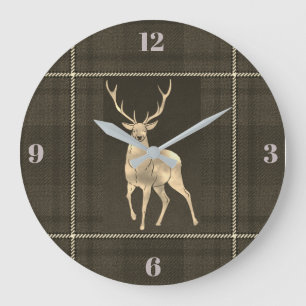 Grande Horloge Ronde Plaid d'or de mâle