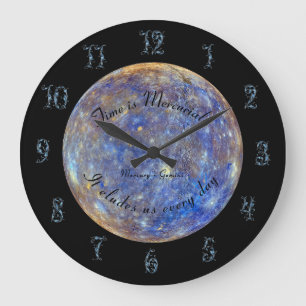 Grande Horloge Ronde Planet Mercury Astronomy Gemini Acrylic Wall Clock