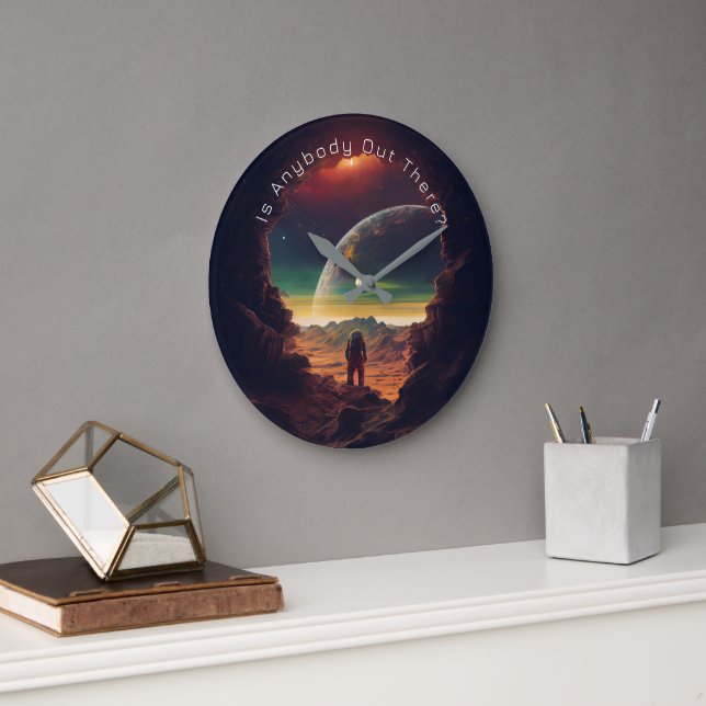Grande Horloge Ronde Planètes spatiales Soleil Astronaute Grotte  (Bureau)