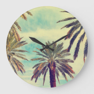 Grande Horloge Ronde Plantation de palmiers ensoleillés : Oasis cultivé