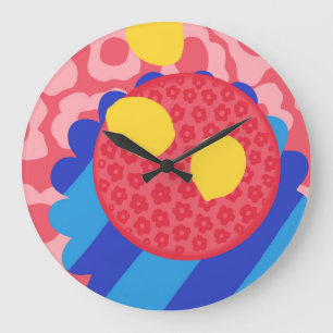 Grande Horloge Ronde Plaque de fleurs de citron