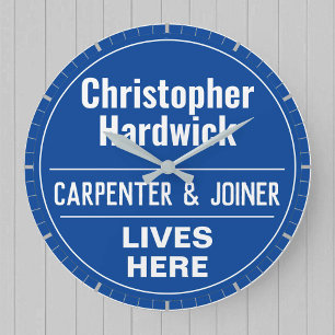 Grande Horloge Ronde Plaque murale de style charpentier et menuisier am