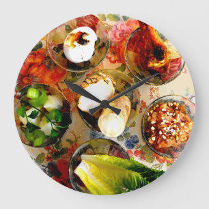 Grande Horloge Ronde Plat de Pesach Seder