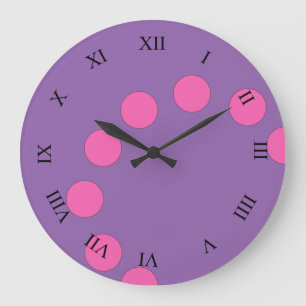 Grande Horloge Ronde Playful Pink Dots on Custom Color