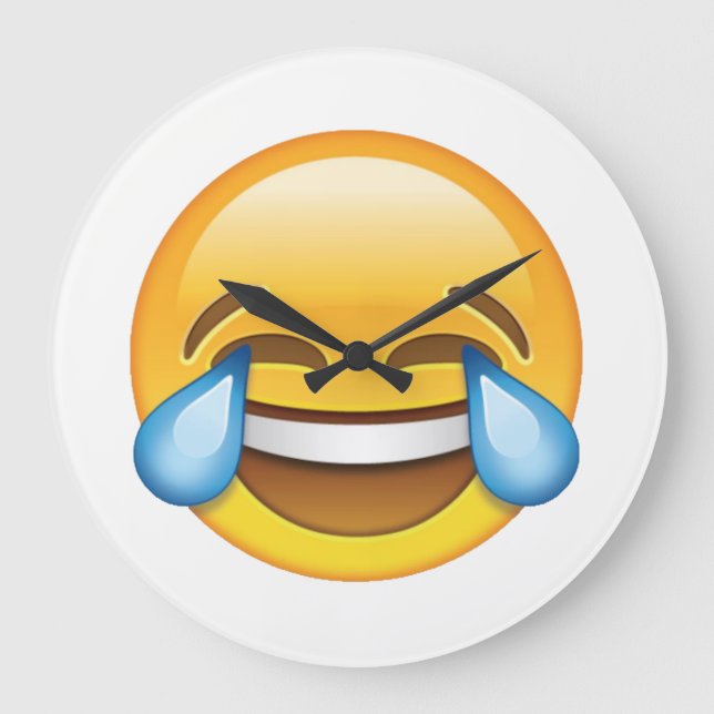 Grande Horloge Ronde Pleurer de rire Larmes de joie émoji (Recto)