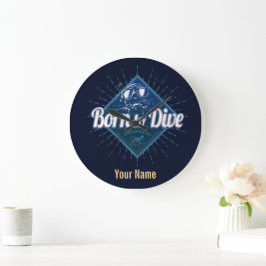 Grande Horloge Ronde Plongeur rétro Scuba Plongée école Océan Vintage