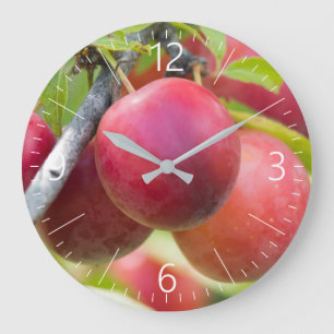 Grande Horloge Ronde Plum cerise sur branche