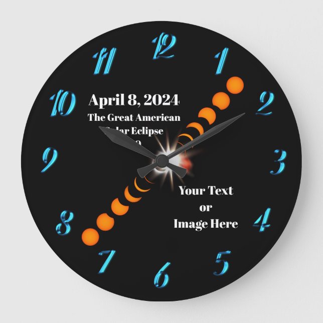Grande Horloge Ronde Poche Éclipse Solaire 2024 (Recto)
