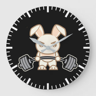 Grande Horloge Ronde Poids Lifting Bunny Cartoon - Joli entraînement An