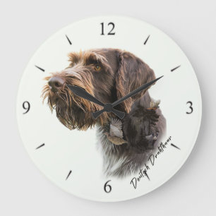 Grande Horloge Ronde Pointer à poil dur allemand