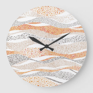 Grande Horloge Ronde Pointillisme Wavy Polka : Doux Doux Textile