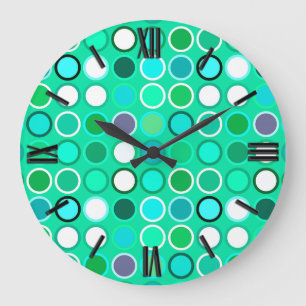 Grande Horloge Ronde Points modernes du milieu du siècle - tons aqua