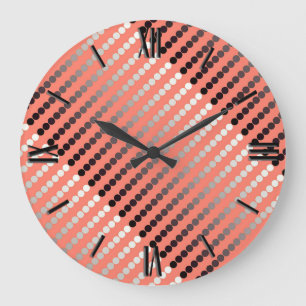 Grande Horloge Ronde Points satinés - corail et étain