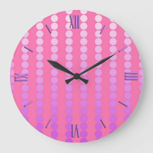Grande Horloge Ronde Points satinés - rose et orchidée
