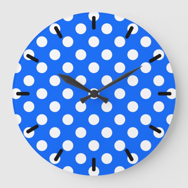 Grande Horloge Ronde Pois blancs sur bleu royal (Recto)