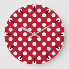 Grande Horloge Ronde Pois blancs sur rouge