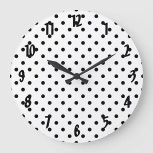 Grande Horloge Ronde pois noirs en arrière - plan blanc