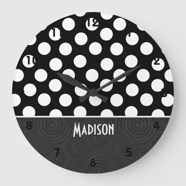 Grande Horloge Ronde Pois noirs et blancs (Recto)