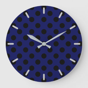 Grande Horloge Ronde Pois noirs sur bleu marine