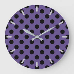Grande Horloge Ronde Pois noirs sur ultra violet
