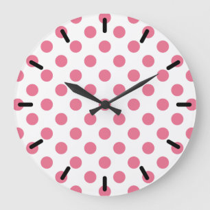 Grande Horloge Ronde Pois rose et blanc
