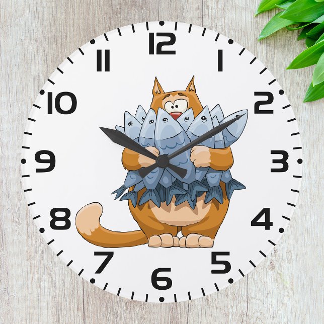 Grande Horloge Ronde Poisson d'élevage de chats (Créateur téléchargé)