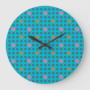 Grande Horloge Ronde Poisson Pois coloré sur mesure dans l'horloge mari