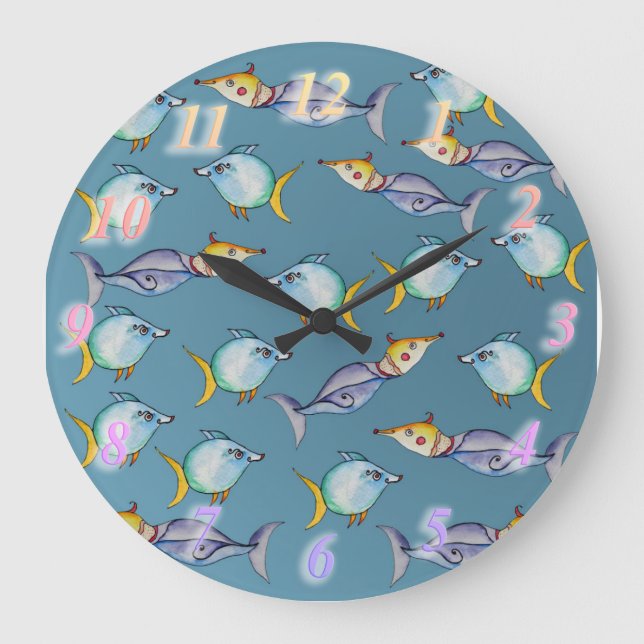 Grande Horloge Ronde Poissons bizarres (Recto)