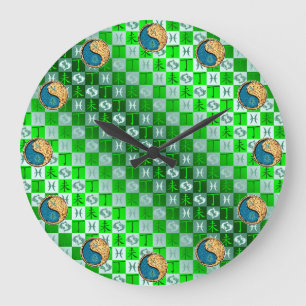 Grande Horloge Ronde Poissons & Chèvre de feu