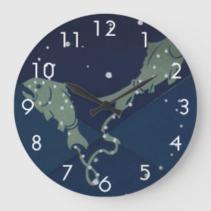 Grande Horloge Ronde Poissons Constellation du Poisson Zodiaque Astrolo