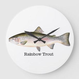 Grande Horloge Ronde Poissons de truite arc-en-ciel