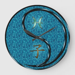 Grande Horloge Ronde Poissons & Rat d'eau