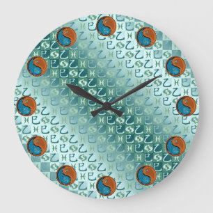 Grande Horloge Ronde Poissons & Serpent de Bois