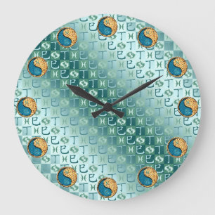 Grande Horloge Ronde Poissons & Serpent de feu