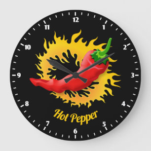 Grande Horloge Ronde Poivre avec flamme