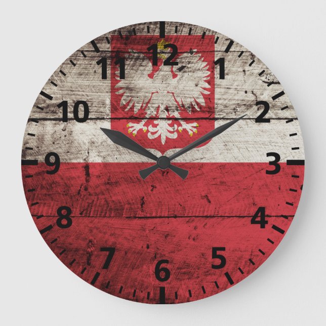 Grande Horloge Ronde Poland flag on Old Wood Grain (Recto)