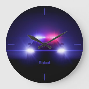 Grande Horloge Ronde Police Car Full Lights Wall Clock