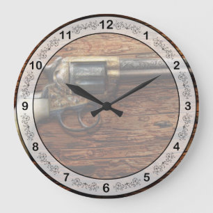 Grande Horloge Ronde Police d'arme à feu - poussière abrasive vraie