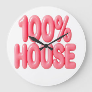 GRANDE HORLOGE RONDE POLICE DE CARACTÈRES ROSE 100% HOUSE