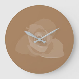 Grande Horloge Ronde Polite Transparent Art moderne Rose blanche