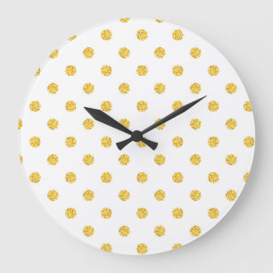 Grande Horloge Ronde Polka Gold Parties scintillant points Texture